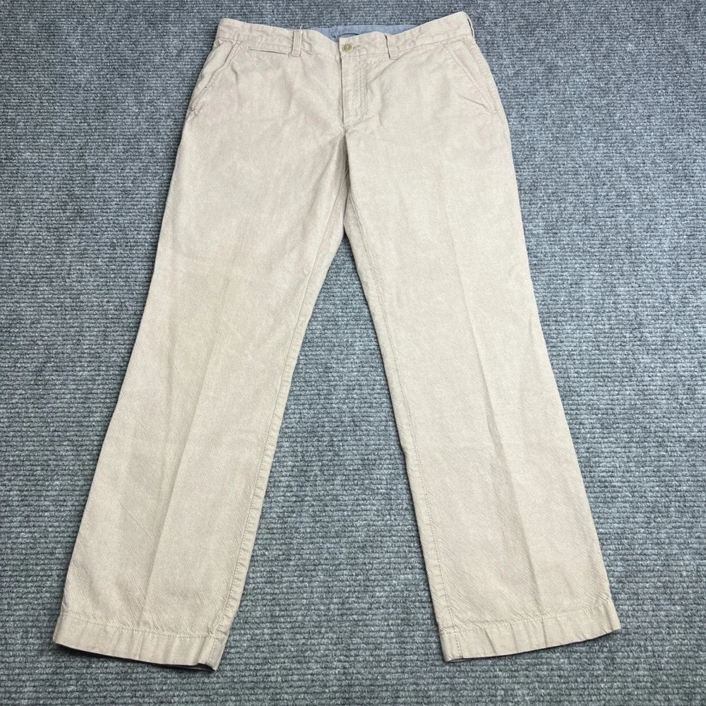 LL Bean Mens Standard Fit Chino Pants 34x30 Tan Cotton Khaki Textured 286396